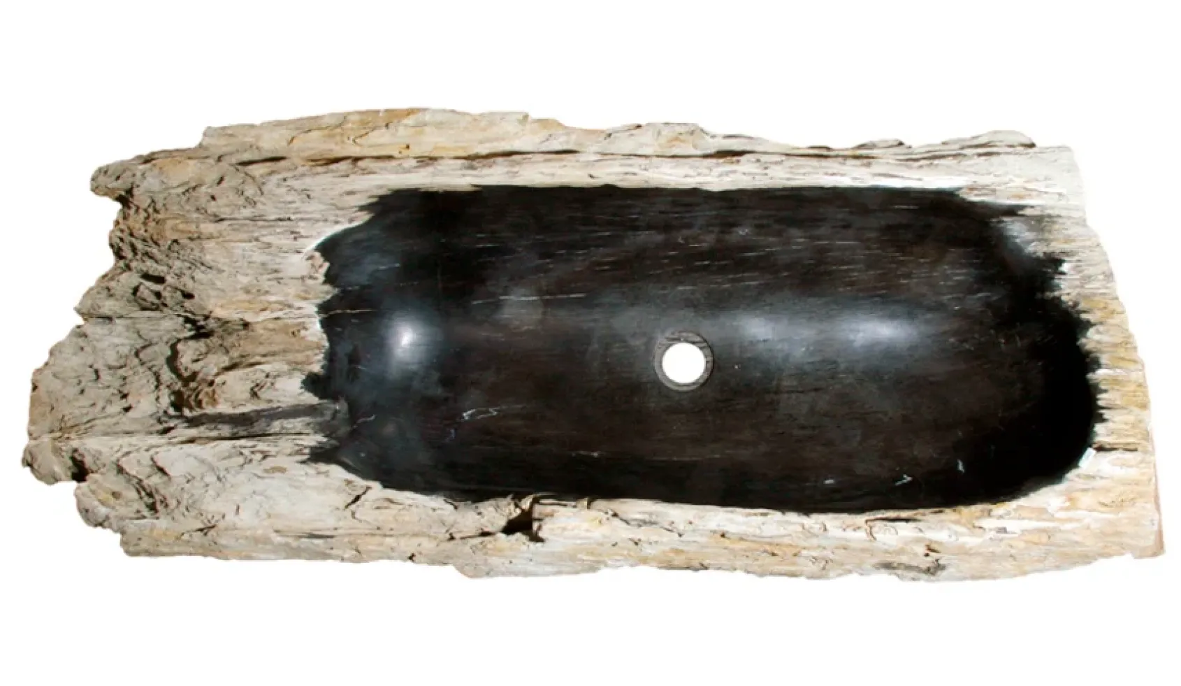 44" Petrified Wood Stone Vessel Sink, Black