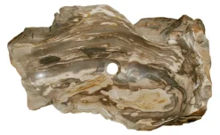 30.5" Petrified Wood Stone Vessel Sink, Brown, Taupe