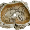 23" Petrified Wood Stone Vessel Sink, Beige, Brown