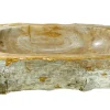 21" Petrified Wood Stone Vessel Sink, Rectangle, Beige, Black, PEWD-#096
