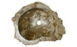 20" Petrified Wood Stone Vessel Sink, Brown, Taupe