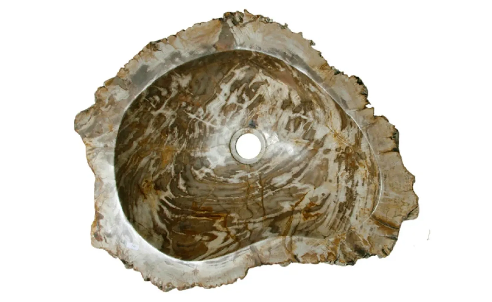 20" Petrified Wood Stone Vessel Sink, Brown, Taupe