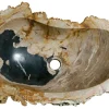 22.5" Petrified Wood Stone Vessel Sink, Beige, Black