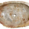 24" Petrified Wood Stone Vessel Sink, Cream, Red Orange