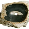 21" Petrified Wood Stone Vessel Sink, Black