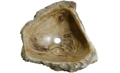 18.5" Petrified Wood Stone Vessel Sink, Beige, Taupe