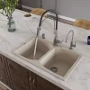 ALFI Biscuit 32" Drop-In Double Bowl Granite Composite Kitchen Sink, AB3220DI-B