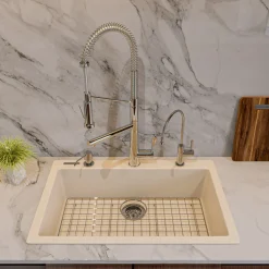 ALFI Biscuit 30" Drop-In Single Bowl Granite Composite Kitchen Sink, AB3020DI-B