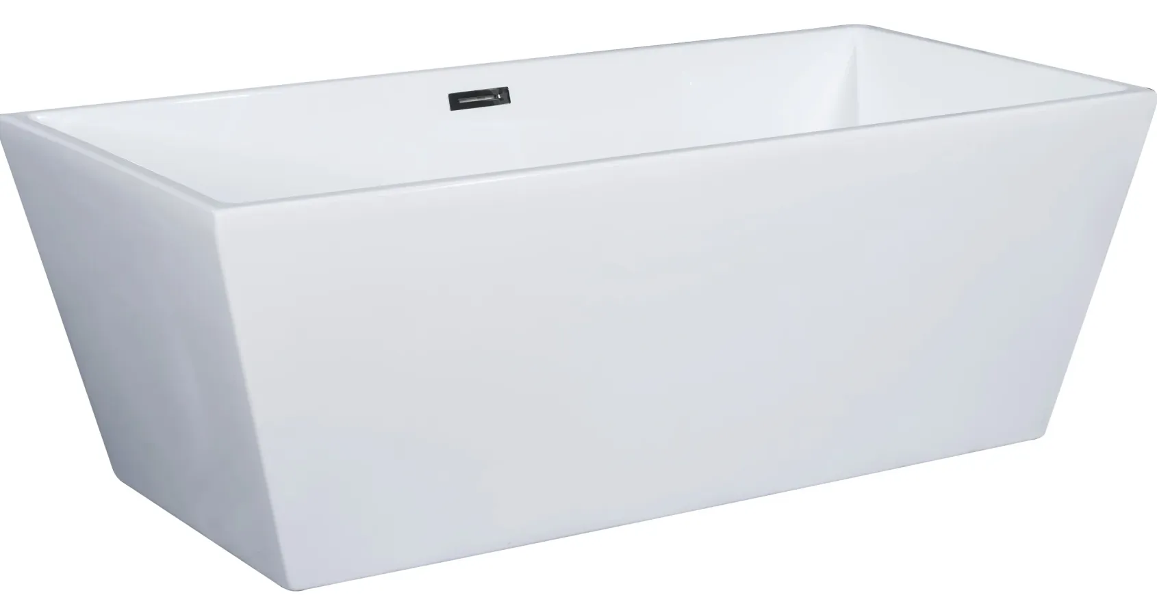 ALFI brand 67" Acrylic Free Standing Rectangle Soaking Bathtub, White, AB8832