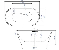 ALFI brand 59" Acrylic Free Standing Oval Soaking Bathtub, White, AB8838