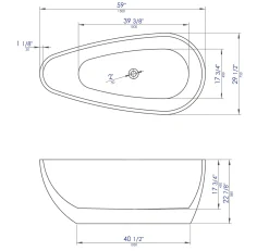 ALFI brand 59" Acrylic Free Standing Oval Soaking Bathtub, Black, AB8862