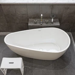 ALFI brand 59" Acrylic Free Standing Oval Soaking Bathtub, White, AB8861