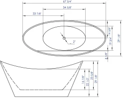 ALFI brand 68" Acrylic Free Standing Oval Soaking Bathtub, White, AB8803