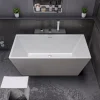 ALFI brand 59" Acrylic Free Standing Rectangle Soaking Bathtub, White, AB8833
