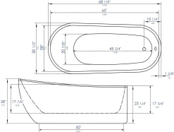 ALFI brand 68" Acrylic Free Standing Oval Soaking Bathtub, White, AB8826