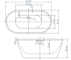 ALFI brand 67" Acrylic Free Standing Oval Soaking Bathtub, White, AB8839