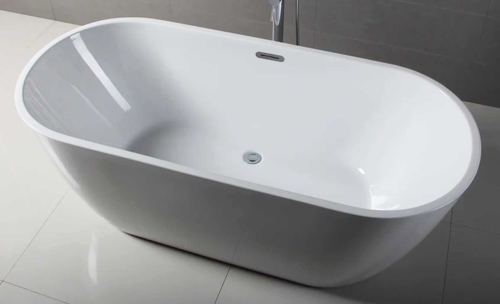 ALFI brand 67" Acrylic Free Standing Oval Soaking Bathtub, White, AB8839