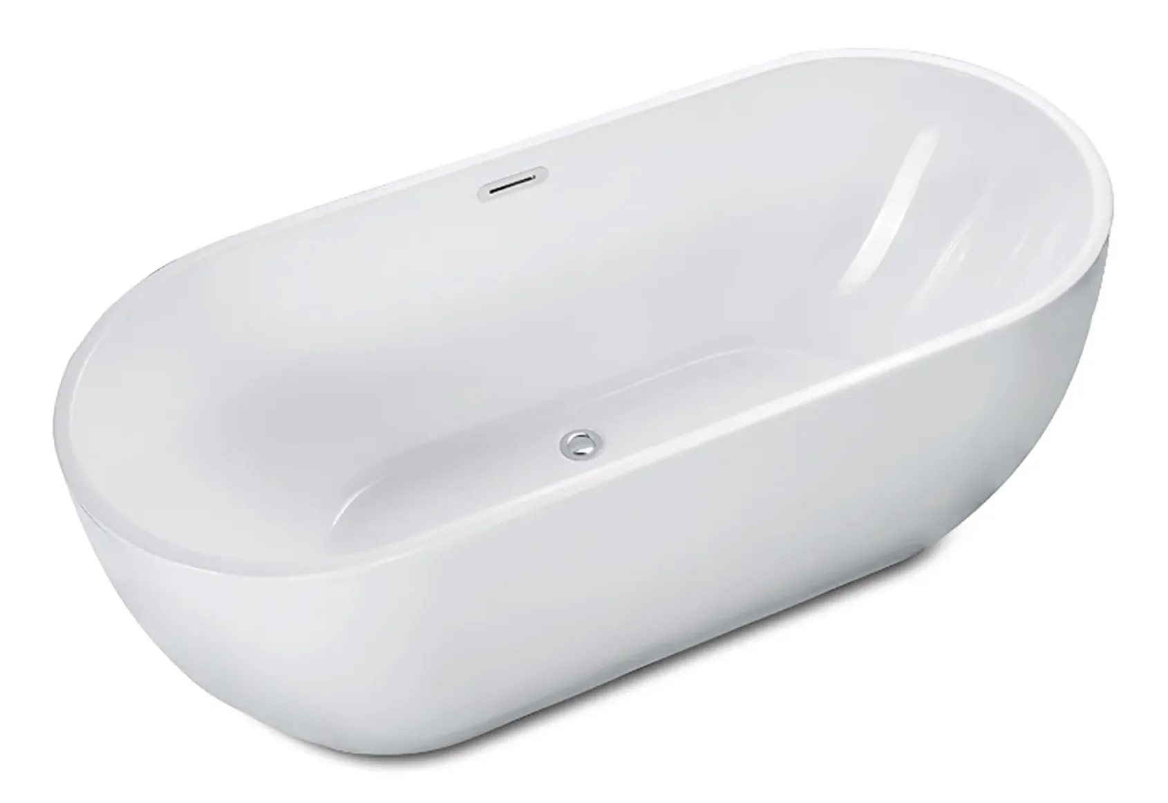 ALFI brand 67" Acrylic Free Standing Oval Soaking Bathtub, White, AB8839