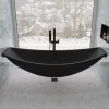 ALFI brand 79" Acrylic Wall Mount Oval Bathtub, Black Matte, HammockTub1-BM