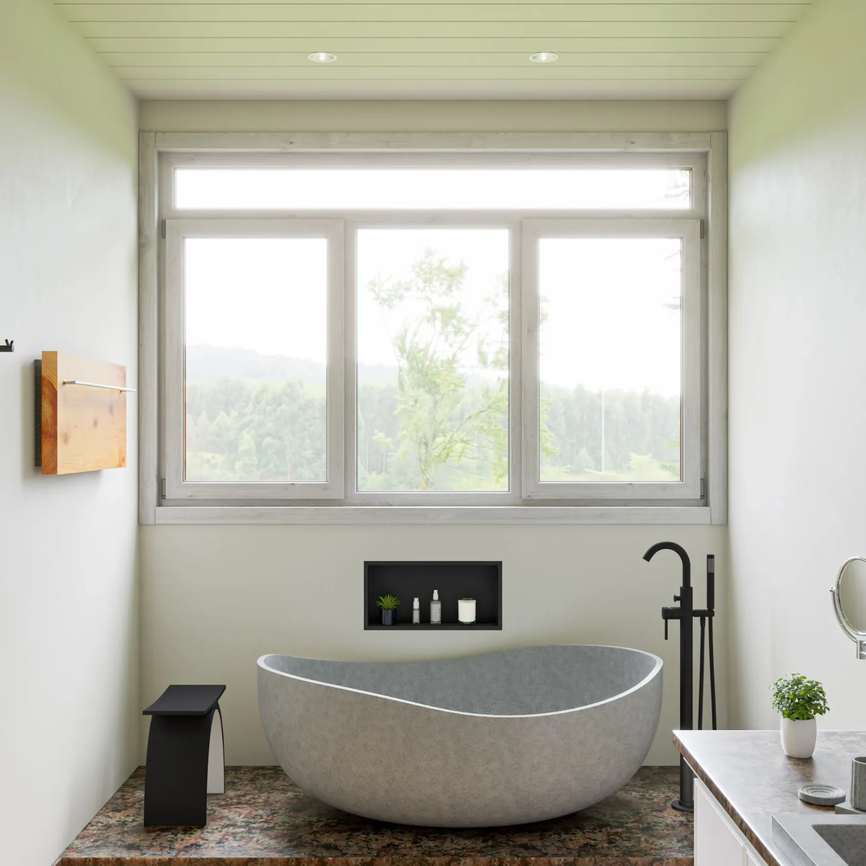 ALFI brand 63" Concrete Free Standing Oval Bathtub, Gray Matte, ABCO63TUB