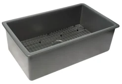 ALFI brand 32" Drop In Fireclay Kitchen Sink, Gray Matte, No Faucet Hole, ABF3219SUD-GM