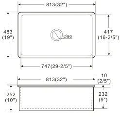 ALFI brand 32" Drop In Fireclay Kitchen Sink, Black Matte, No Faucet Hole, ABF3219SUD-BM