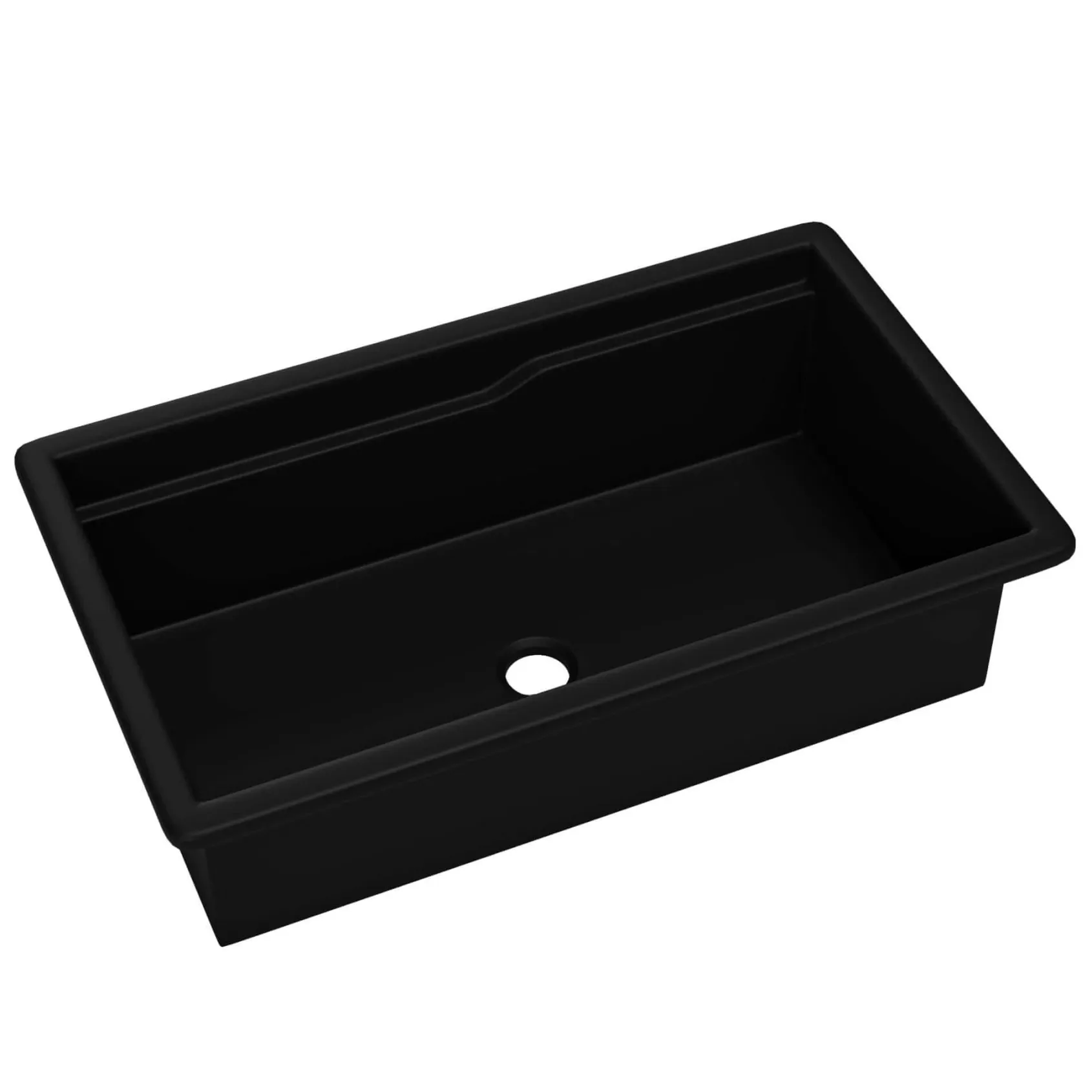 ALFI brand 32" Fireclay Workstation Dual Mount Kitchen Sink, Black Matte, Includes Drainboard, No Faucet Hole, ABFS3219SUD-BM