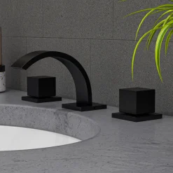 ALFI brand 1.2 GPM Cube Curved Spout Bathroom Faucet, Modern, Black Matte, AB1326-BM