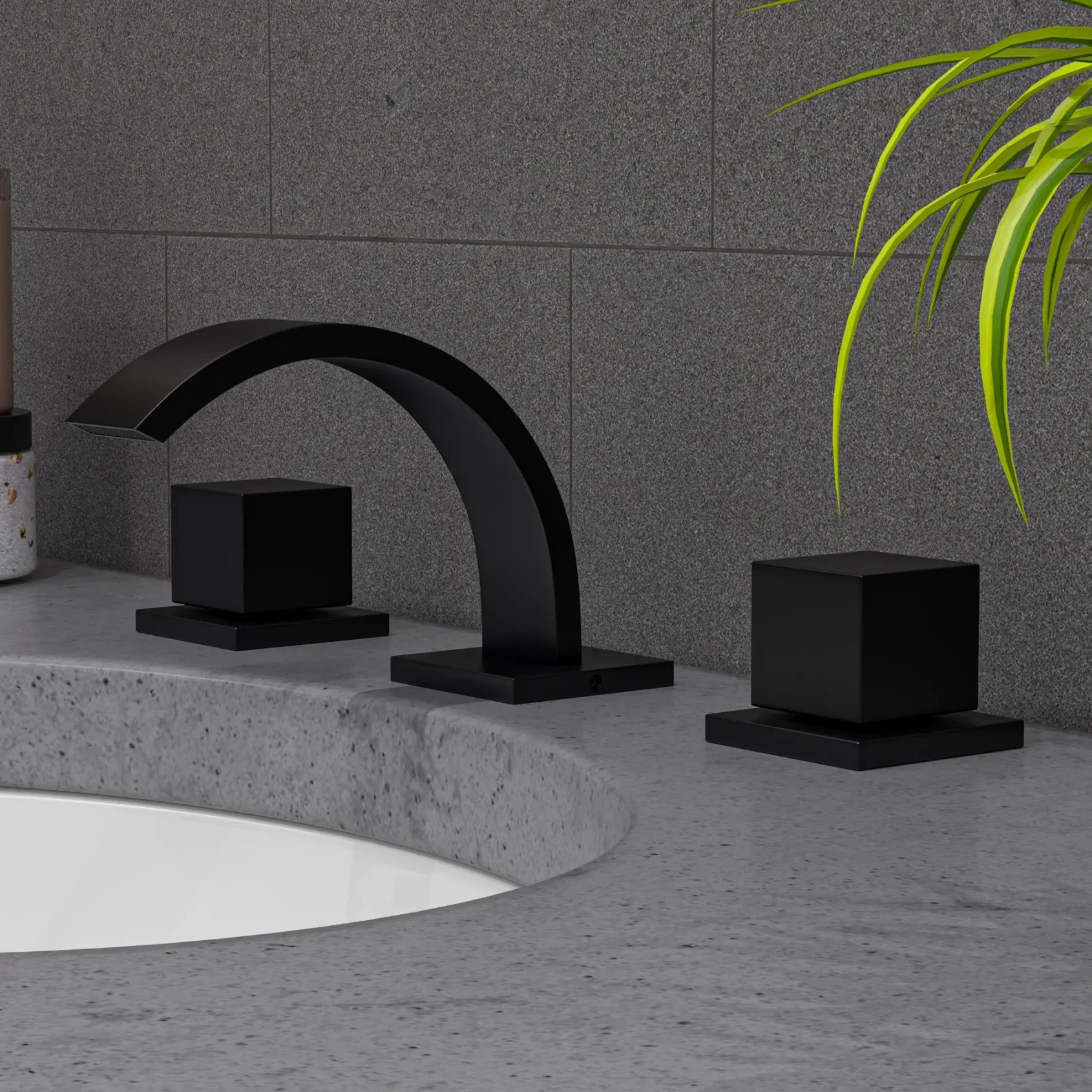 ALFI brand 1.2 GPM Cube Curved Spout Bathroom Faucet, Modern, Black Matte, AB1326-BM