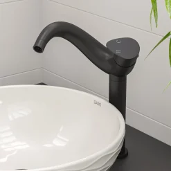 ALFI brand 1.2 GPM Lever Curved Spout Bathroom Faucet, Modern, Black Matte, AB1570-BM