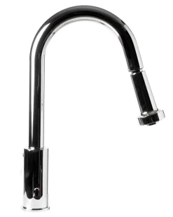 ALFI brand 1.66 GPM Lever Gooseneck Spout Touchless Kitchen Faucet, Modern, Gray, Pull Down, Polished Chrome, ABKF3262-PC