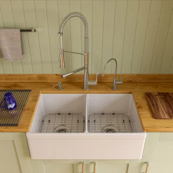 ALFI brand 1.7 GPM Lever Gooseneck Double Spout Touch Kitchen Faucet, Modern, Gray, Polished Chrome, ABKF3787-PC