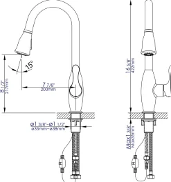 ALFI brand 1.8 GPM Lever Gooseneck Spout Touch Kitchen Faucet, Gray, Pull Down, Polished Chrome, Traditional, ABKF3783-PC
