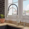 ALFI brand 1.8 GPM Lever Gooseneck Spout Touch Kitchen Faucet, Modern, Gray, Brushed Nickel, ABKF3001-BN