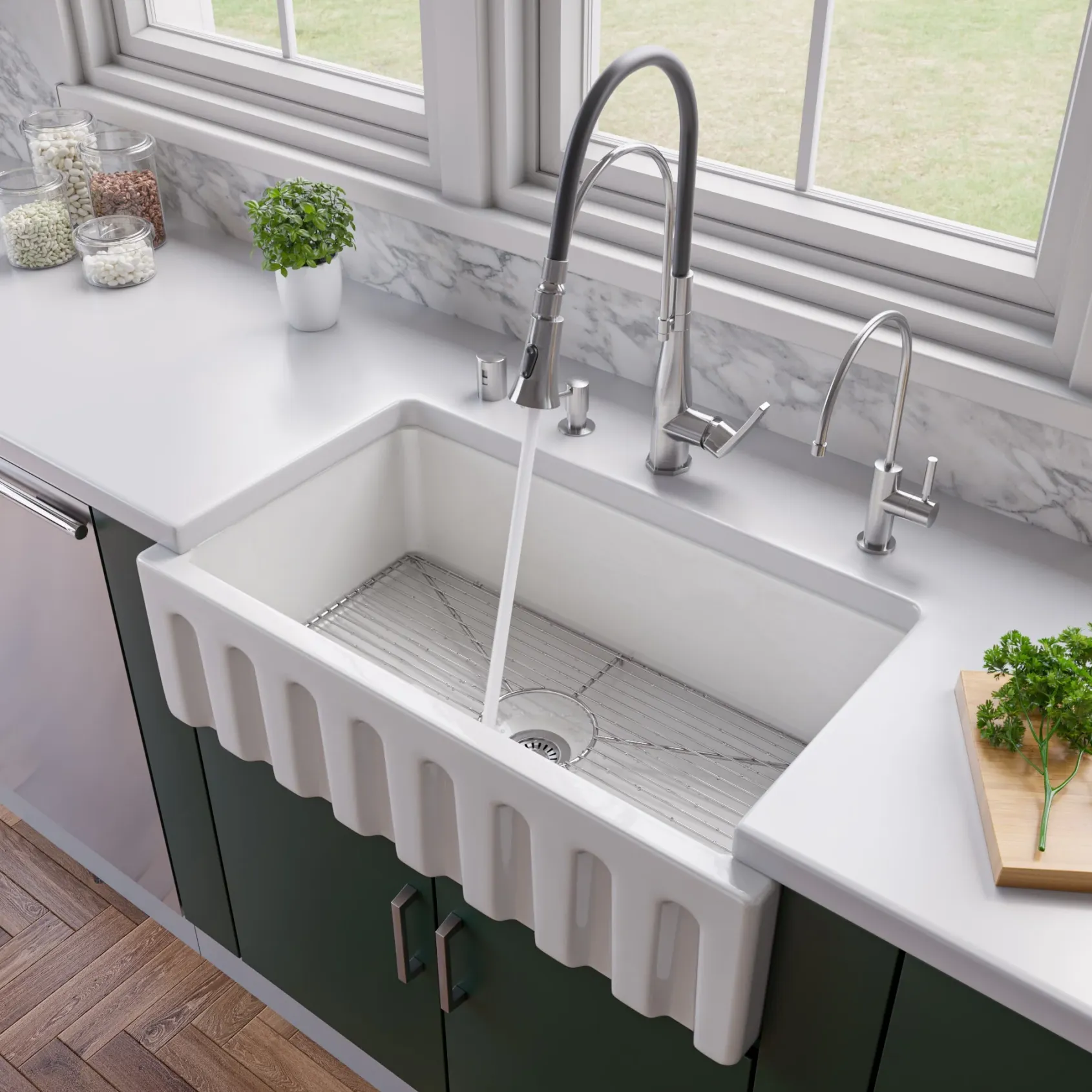ALFI brand 1.8 GPM Lever Gooseneck Spout Touch Kitchen Faucet, Modern, Gray, Brushed Nickel, ABKF3001-BN