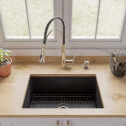 ALFI brand 1.8 GPM Lever Gooseneck Spout Touch Kitchen Faucet, Modern, Gray, Brushed Nickel, ABKF3001-BN