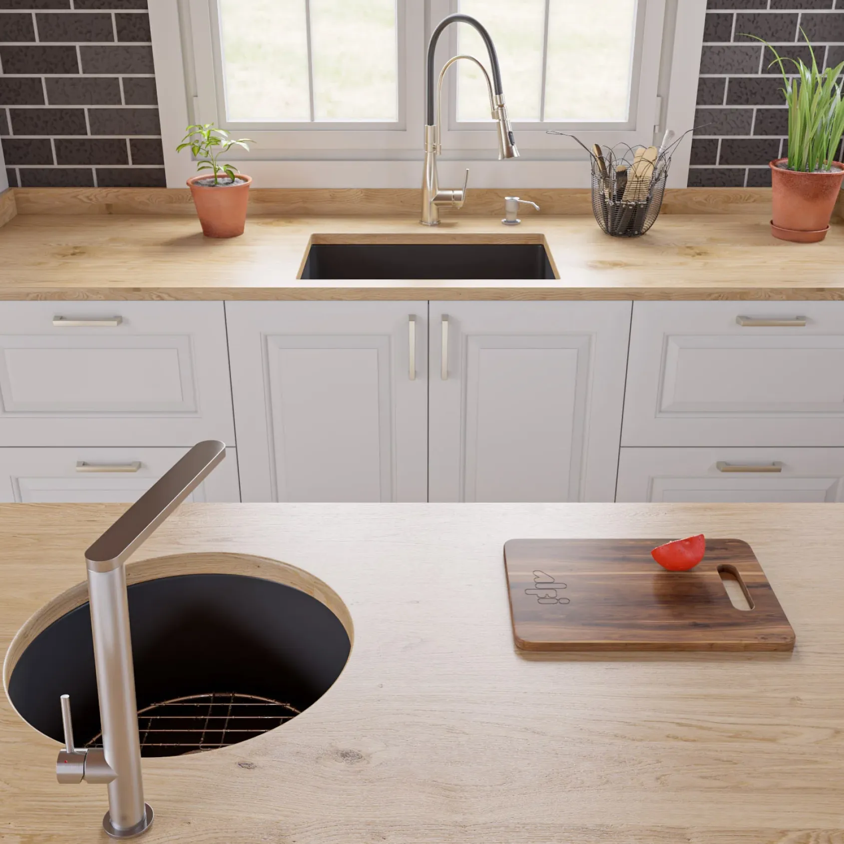 ALFI brand 1.8 GPM Lever Gooseneck Spout Touch Kitchen Faucet, Modern, Gray, Brushed Nickel, ABKF3001-BN