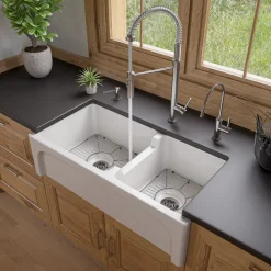 ALFI brand 1.8 GPM Lever Gooseneck Spout Touch Kitchen Faucet, Modern, Gray, Brushed Nickel, ABKF3732-BN