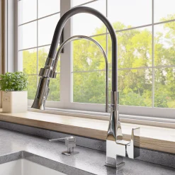 ALFI brand 1.8 GPM Lever Gooseneck Spout Touch Kitchen Faucet, Modern, Gray, Polished Chrome, ABKF3023-PC