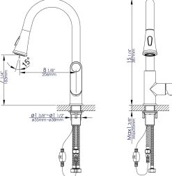 ALFI brand 1.8 GPM Lever Gooseneck Spout Touch Kitchen Faucet, Modern, Gray, Pull Down, Polished Chrome, ABKF3480-PC
