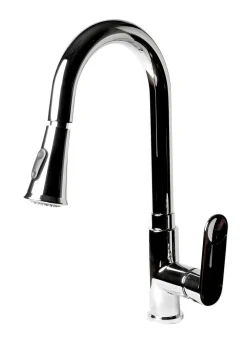 ALFI brand 1.8 GPM Lever Gooseneck Spout Touch Kitchen Faucet, Modern, Gray, Pull Down, Polished Chrome, ABKF3480-PC