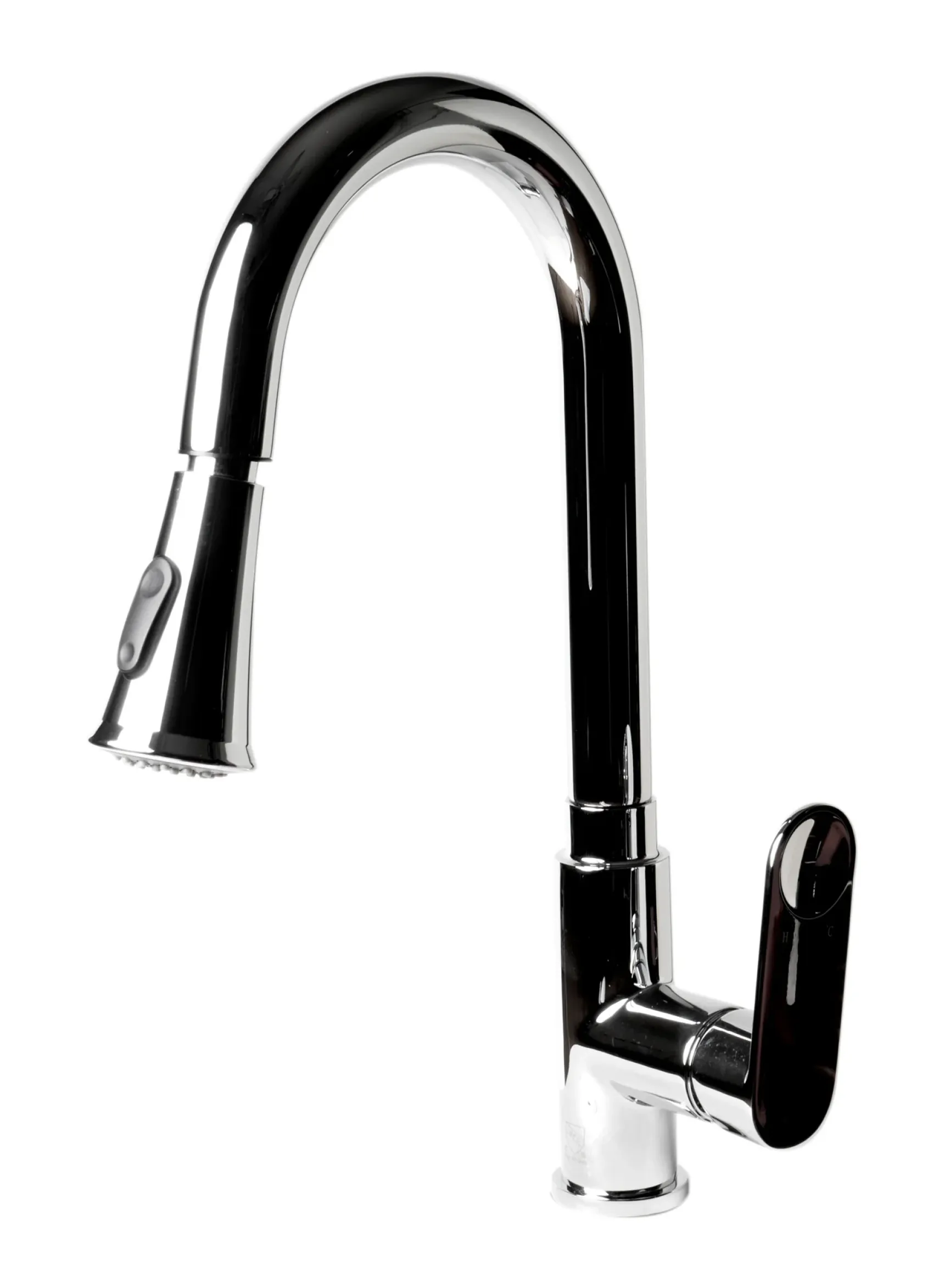 ALFI brand 1.8 GPM Lever Gooseneck Spout Touch Kitchen Faucet, Modern, Gray, Pull Down, Polished Chrome, ABKF3480-PC