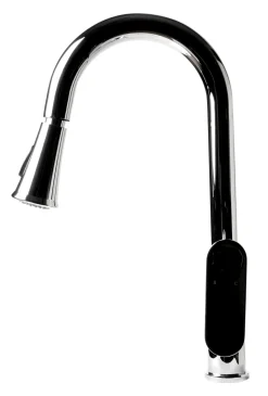 ALFI brand 1.8 GPM Lever Gooseneck Spout Touch Kitchen Faucet, Modern, Gray, Pull Down, Polished Chrome, ABKF3480-PC