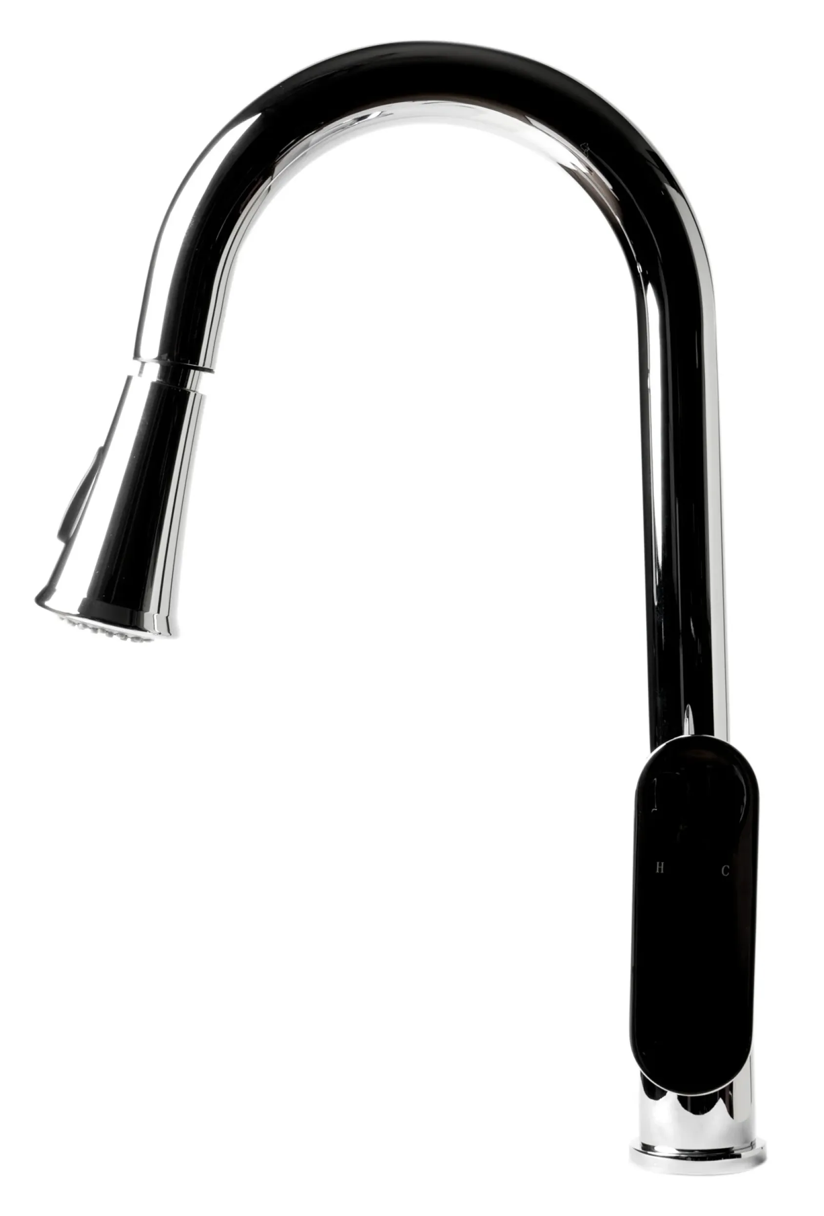 ALFI brand 1.8 GPM Lever Gooseneck Spout Touch Kitchen Faucet, Modern, Gray, Pull Down, Polished Chrome, ABKF3480-PC