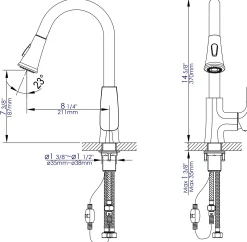 ALFI brand 1.8 GPM Lever Gooseneck Spout Touch Kitchen Faucet, Modern, Gray, Pull Down, Brushed Nickel, ABKF3889-BN