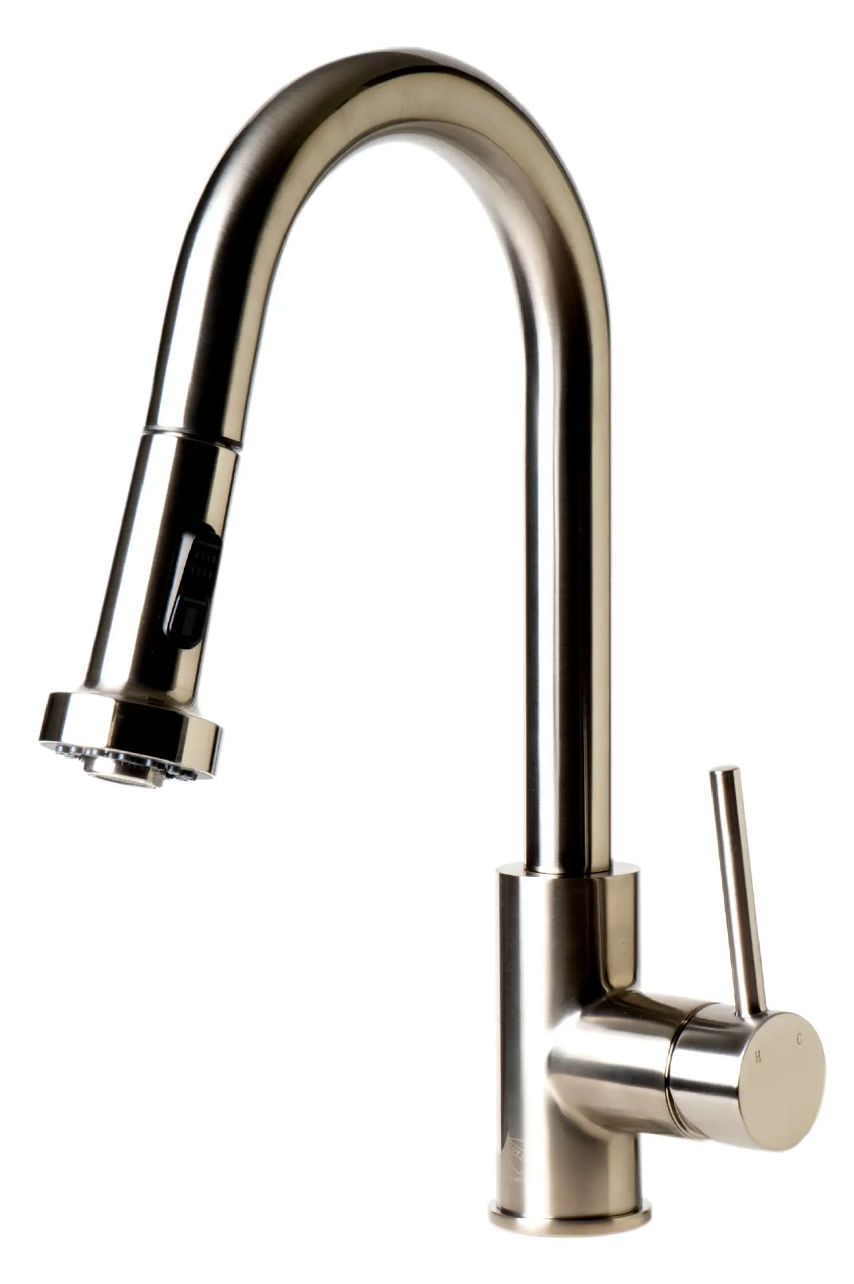ALFI brand 1.66 GPM Lever Gooseneck Spout Touchless Kitchen Faucet, Modern, Gray, Pull Down, Brushed Nickel, ABKF3262-BN