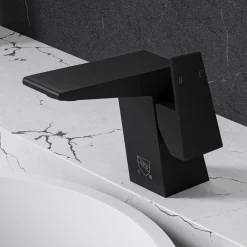 ALFI brand 1.2 GPM Lever Straight Spout Bathroom Faucet, Modern, Black Matte, AB1470-BM