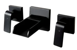 ALFI brand 1.2 GPM Lever Waterfall Spout Bathroom Faucet, Modern, Black Matte, AB1796-BM