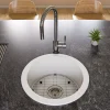 ALFI brand 19" Round Fireclay Bar/Prep Sink, White, ABF1818R-W
