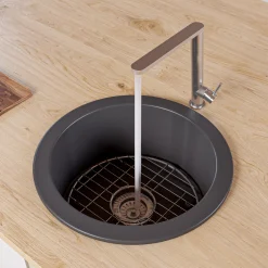 ALFI brand 19" Round Fireclay Bar/Prep Sink, Black Matte, ABF1818R-BM